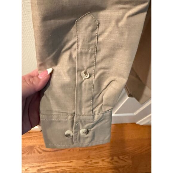 Chef Works Khaki Long Roll Tab Sleeve Shoulder Pocket Button Down Shirt sz XL NW - Picture 3 of 8